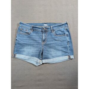 Old Navy Denim Cuffed Shorts Blue Jean Mid Rise Mom Shorts Size 10